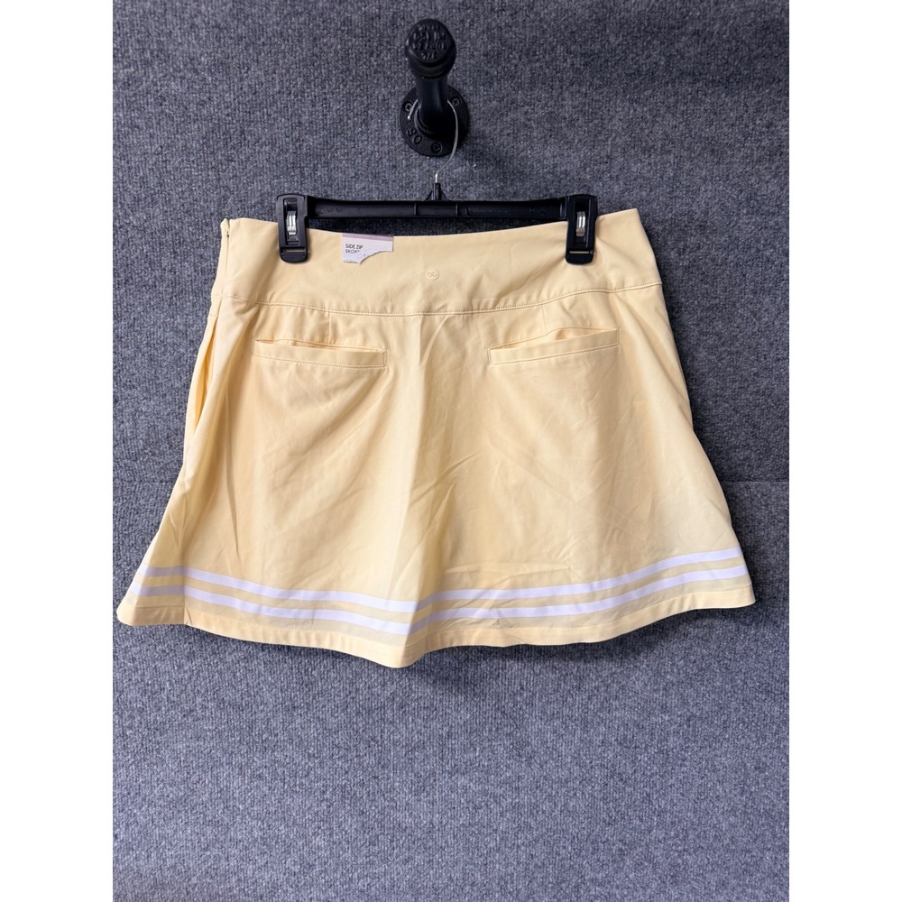 Calia Golf Womens Side Zip Skort Yellow‎ Striped Pleated Size 12 NWT 15 Inch